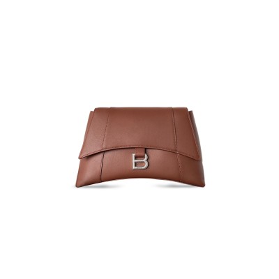 BALENCIAGA DOWN TOWN SHOULDER BAG IN BROWN 7364732AFBZ6000 (30*17.3*9.9cm)